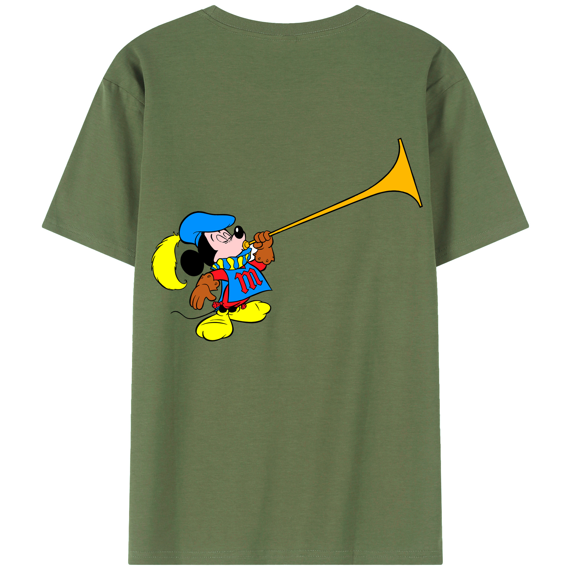 ミッキーマウス Mickey Mouse 綿100％ メンズ半袖Tシャツ（バックプリント） 通気性